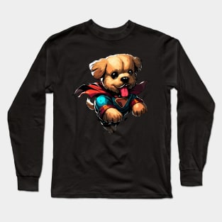 Superhero retro puppy dog Long Sleeve T-Shirt